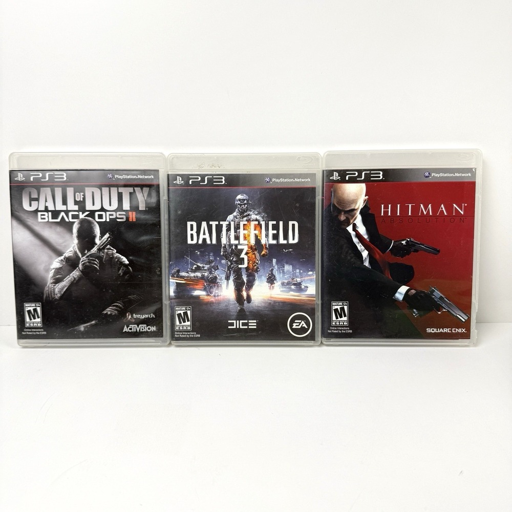 PlayStation 3 PS3 Game Lot of 3 Call Of Duty Black Ops 2 Battlefield 3 Hitman